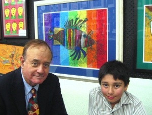 Son, Tommi's "Rainbow Lionfish" exhibited
at his Australian school's annual art show