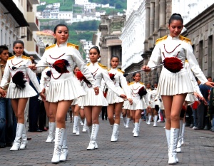 High school students march in
Quito, Ecuador holiday parade