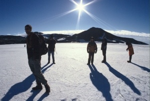 Adventurers hike to McMurdo Station
in Antarctica, the continent's largest
scientific base.