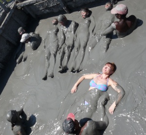 Giant reclining mud bather
inside Totumo mud volcano
near Cartagena, Colombia