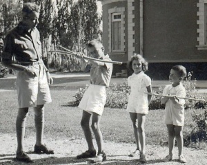 1948. Summer escape at Gach Sar, in Iran's
Alborz Mountains. Dad taught us to make a
bow & arrow from poplar tree branches