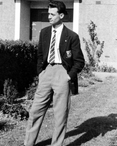 1959. Tom in front of Bata Technical
College dormitory, East Tilbury, Essex
