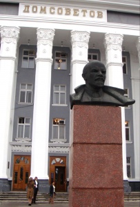 Lenin guards the House of Soviets in Tiraspol, Transdniestr