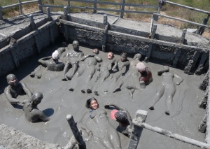 Floating on the mud, Totumo mud volcano, Colombia